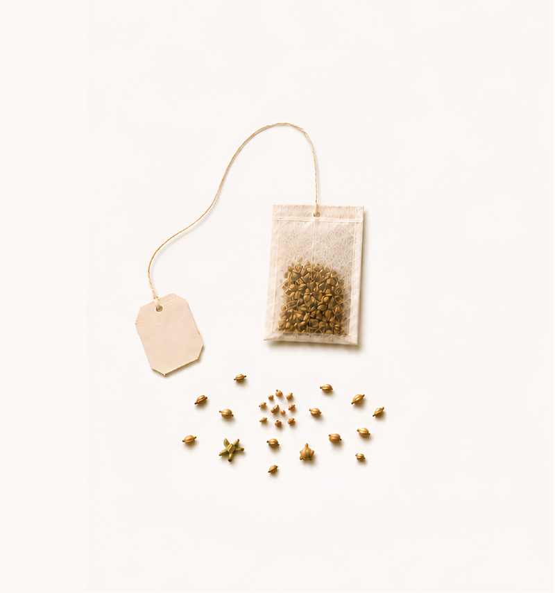 Typical herbal tea bag